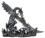 Wicked Fire-Breathing Dragon Stone Grey Knife Holder with Menacing-Looking Dagger - Unique Medieval Style Collectible Decor