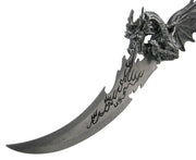 Wicked Fire-Breathing Dragon Stone Grey Knife Holder with Menacing-Looking Dagger - Unique Medieval Style Collectible Decor