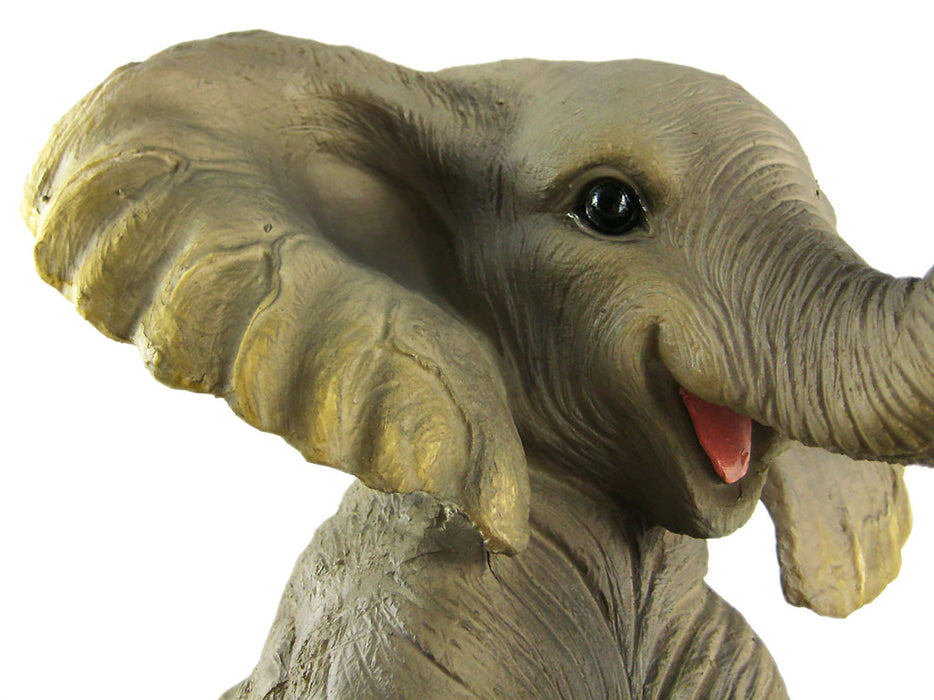 Enchanting African Elephant Statue with Lantern- Adorable Porch and Garden Decor - 13.5 Inches High - Hand-Painted Outdoor