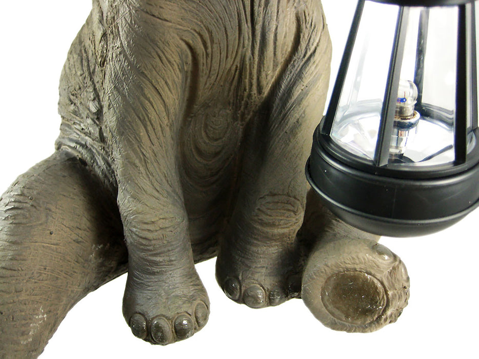 Enchanting African Elephant Statue with Lantern- Adorable Porch and Garden Decor - 13.5 Inches High - Hand-Painted Outdoor