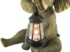 Enchanting African Elephant Statue with Lantern- Adorable Porch and Garden Decor - 13.5 Inches High - Hand-Painted Outdoor