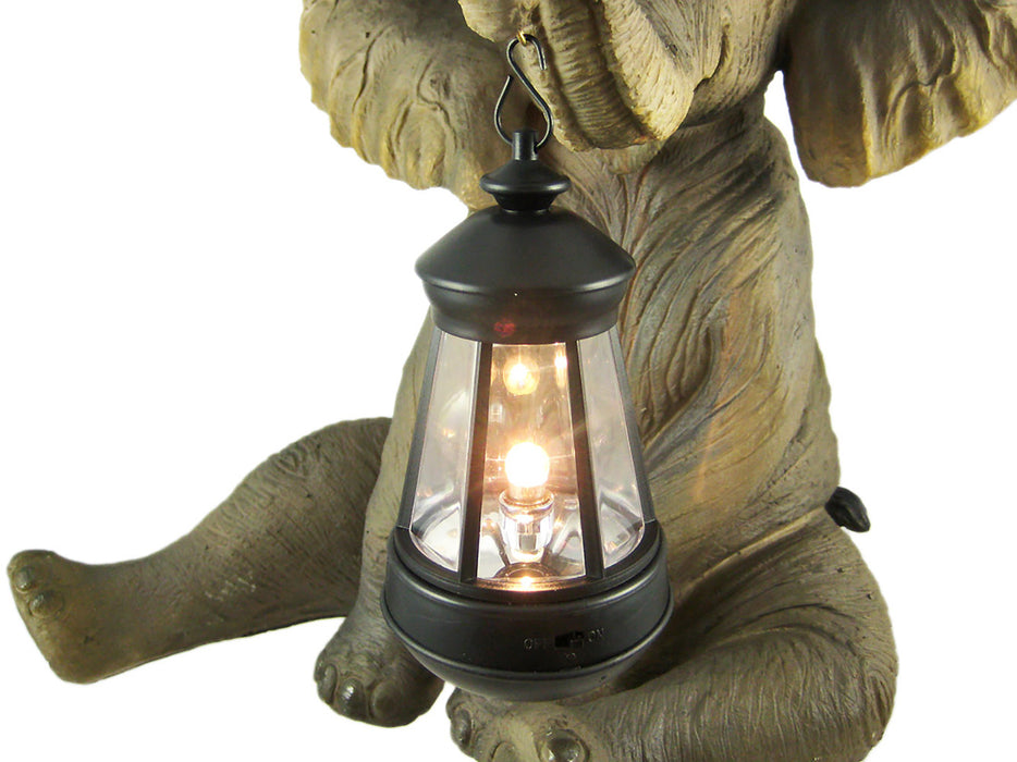 Enchanting African Elephant Statue with Lantern- Adorable Porch and Garden Decor - 13.5 Inches High - Hand-Painted Outdoor