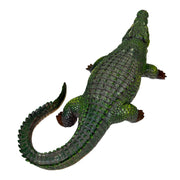 Zeckos Decorative Alligator Statue for Outdoor Garden Display, Wildlife Style 21 Inch Painted Resin Sculpture, Green