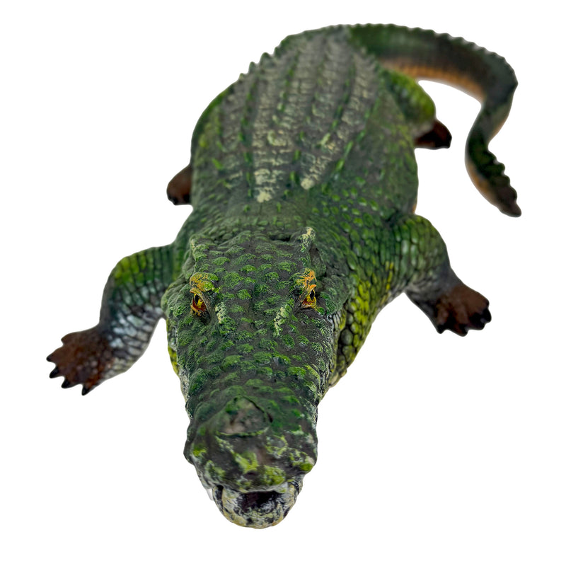 Zeckos Decorative Alligator Statue for Outdoor Garden Display, Wildlife Style 21 Inch Painted Resin Sculpture, Green