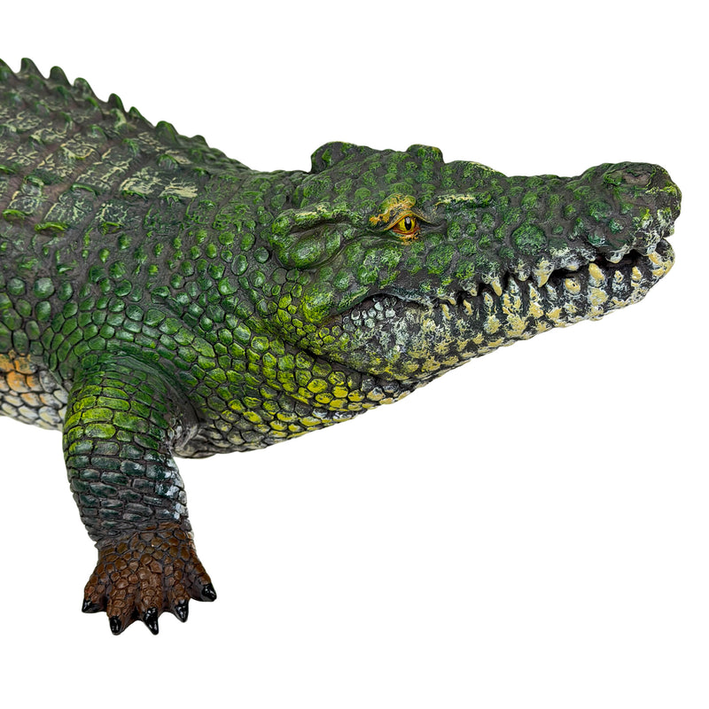 Zeckos Decorative Alligator Statue for Outdoor Garden Display, Wildlife Style 21 Inch Painted Resin Sculpture, Green