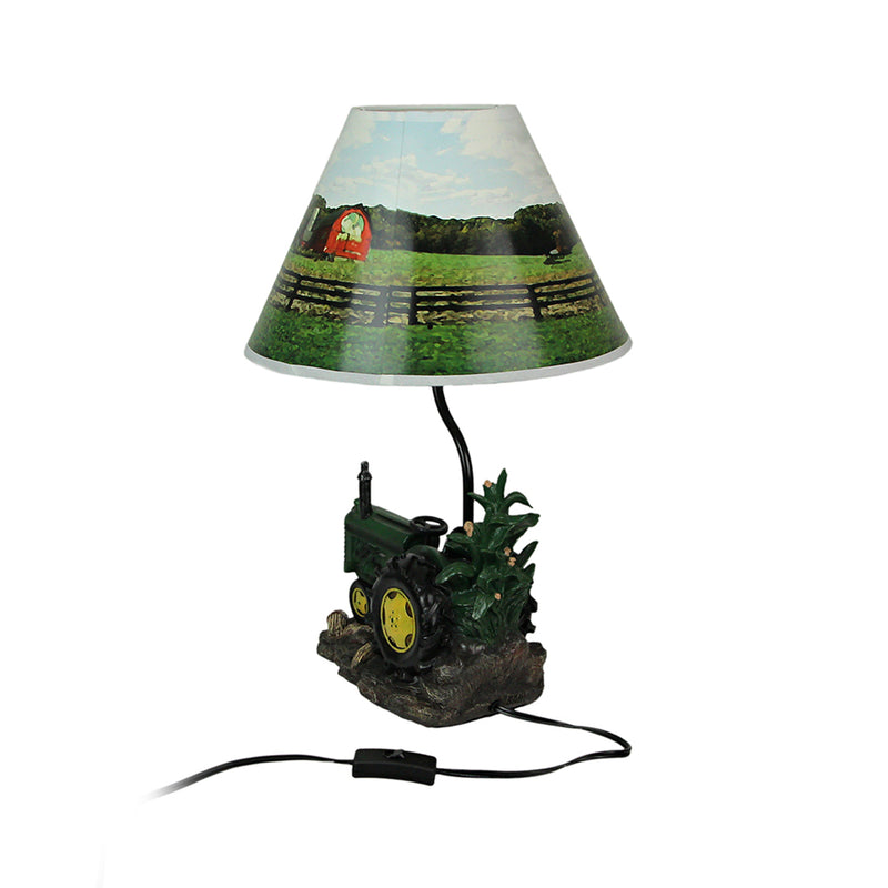 Vintage Green Farm Tractor Table Lamp - Charming Farmhouse Accent with Rustic Appeal, 19 Inches High, Perfect Decorative