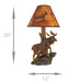 North American Bull Moose Table Lamp with a 12-Inch Diameter Forest Print Shade- Wildlife Decor - Perfect for Living Rooms,