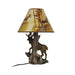 North American Bull Moose Table Lamp with a 12-Inch Diameter Forest Print Shade- Wildlife Decor - Perfect for Living Rooms,