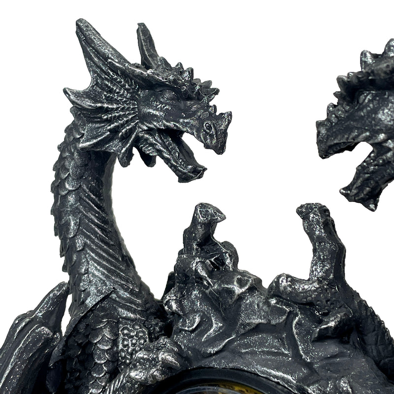 Twin Evil Dragons Antiqued Mantel Clock Image 3
