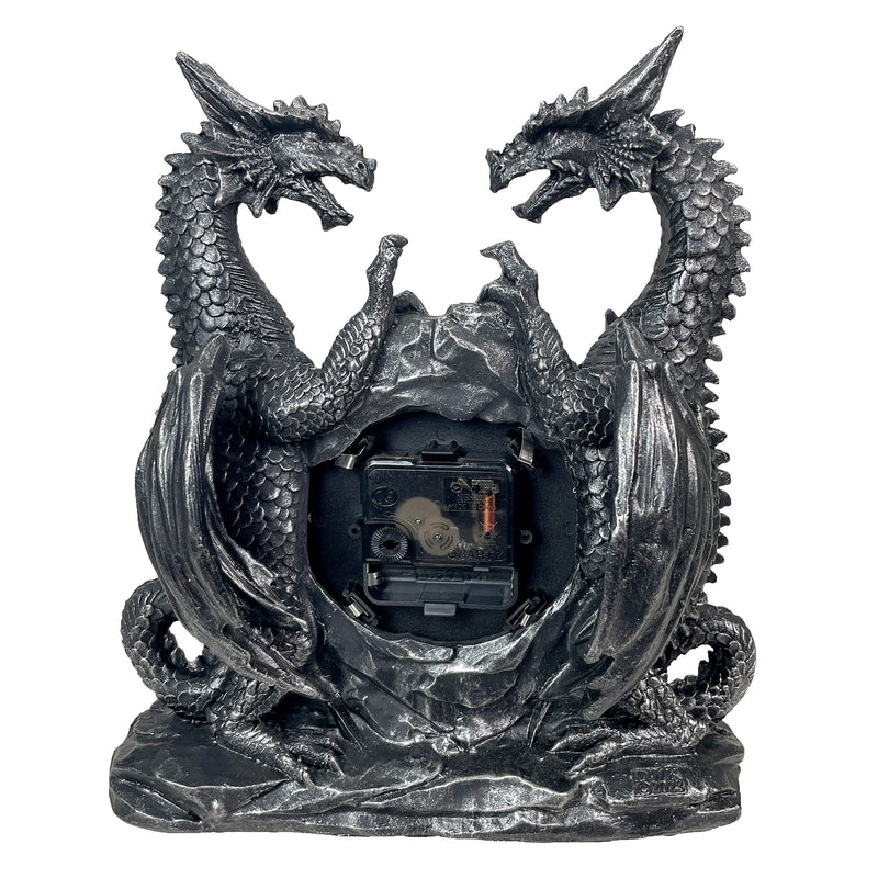 Twin Evil Dragons Antiqued Mantel Clock Image 7
