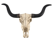 Huge 27.5-Inch Wide Long Horn Steer Skull Resin Wall Hanging for Western Themed Bedrooms and Living Rooms - Simple