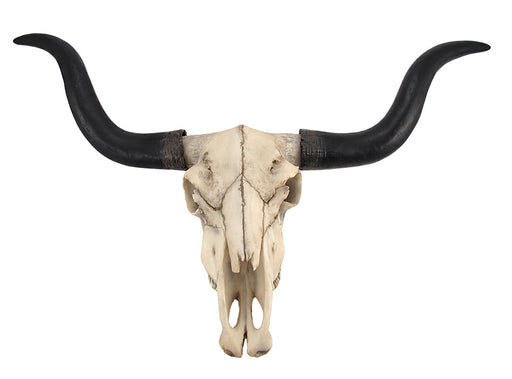 Huge 27.5-Inch Wide Long Horn Steer Skull Resin Wall Hanging for Western Themed Bedrooms and Living Rooms - Simple