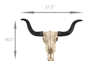 Huge 27.5-Inch Wide Long Horn Steer Skull Resin Wall Hanging for Western Themed Bedrooms and Living Rooms - Simple