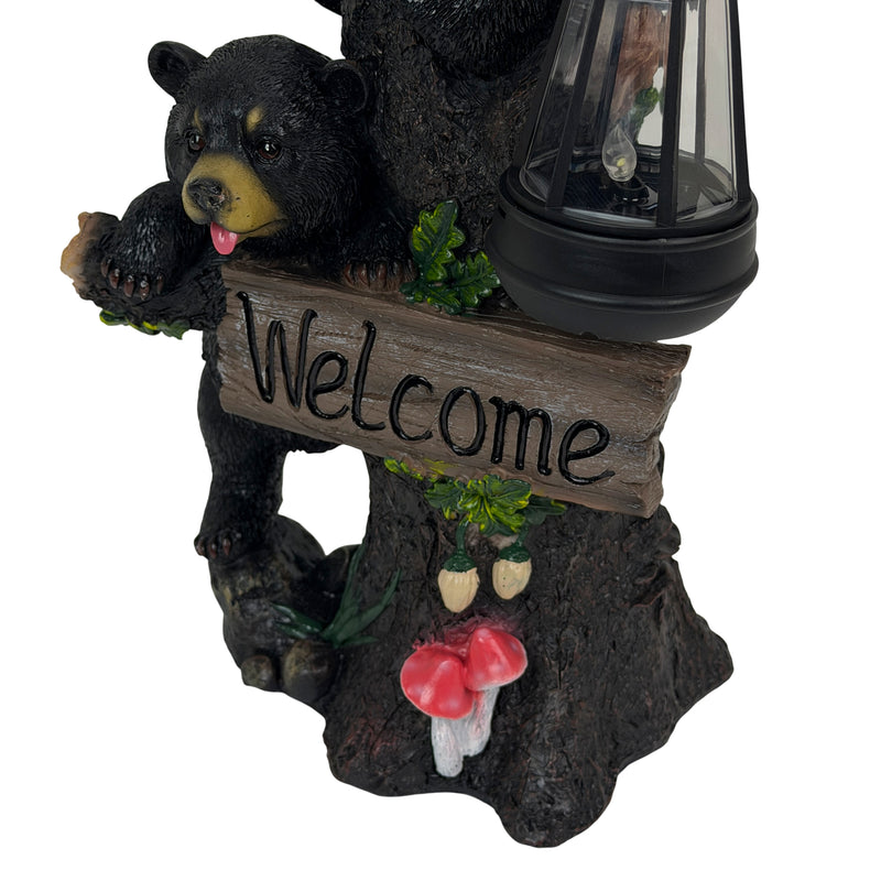 Bear Family - Image 3 - Bear Cubs Outdoor Statue, 19 Inch Climbing Tree Solar Welcome Light