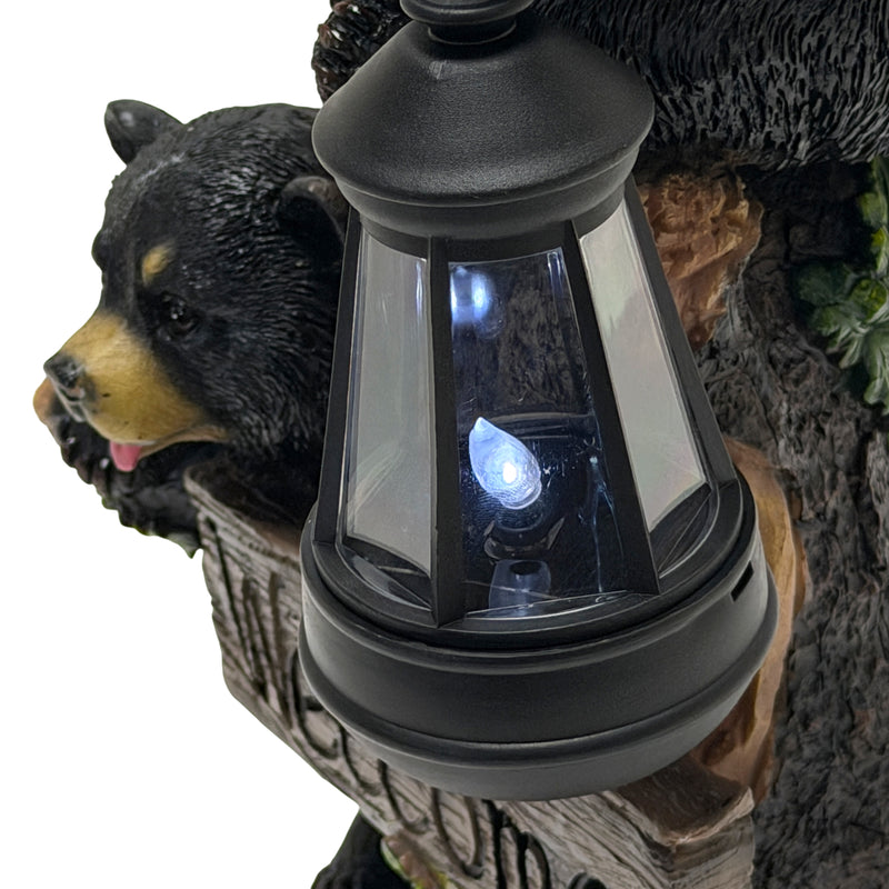 Bear Family - Image 11 - Bear Cubs Outdoor Statue, 19 Inch Climbing Tree Solar Welcome Light