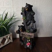 Bear Family - Image 4 - Bear Cubs Outdoor Statue, 19 Inch Climbing Tree Solar Welcome Light