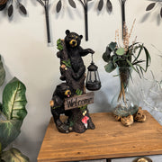 Bear Family - Image 8 - Bear Cubs Outdoor Statue, 19 Inch Climbing Tree Solar Welcome Light