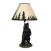 Arkadius Rustic Black Bear Resin 24 Inch Table Lamp with Forest Silhouette Shade Wildlife Cabin Decor Whimsical End Table