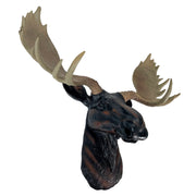 Moose Head Bust Wall Sculpture, 20 x 23 Inch Brown Painted Resin North American Moose Wall Mount for Rustic Lodge, Cabin, Man