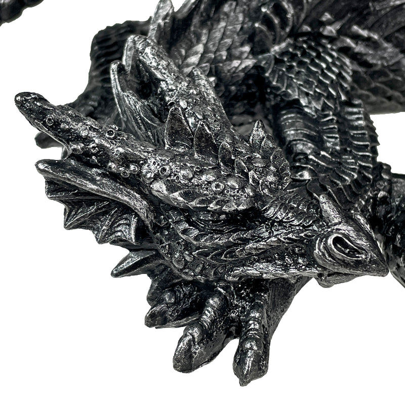 Sleeping Dragon Statue, 12 Inch Metallic Black Gothic Resin Image 3