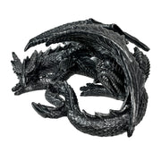 Sleeping Dragon Statue, 12 Inch Metallic Black Gothic Resin Image 9