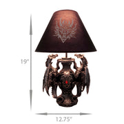 Dragon Table Lamp, 19 Inch Gothic Guardians with Black Fabric Shade Image 6