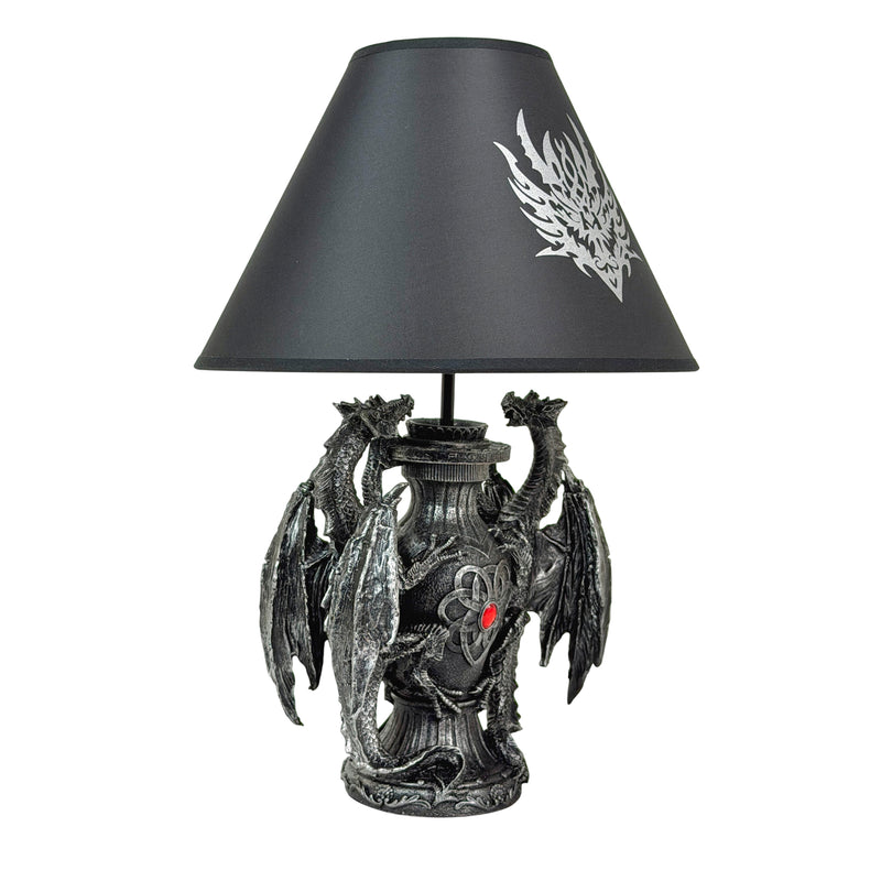 Dragon Table Lamp, 19 Inch Gothic Guardians with Black Fabric Shade Image 3