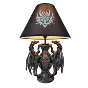 Dragon Table Lamp, 19 Inch Gothic Guardians with Black Fabric Shade Image 2