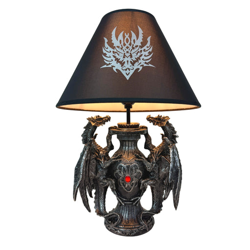 Dragon Table Lamp, 19 Inch Gothic Guardians with Black Fabric Shade Image 2