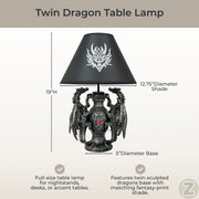 Dragon Table Lamp, 19 Inch Gothic Guardians with Black Fabric Shade Image 4
