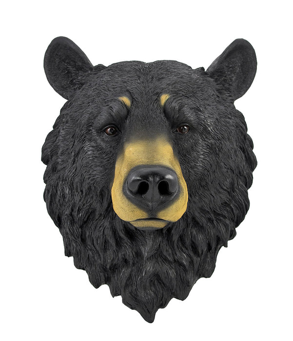 Large 16 Inch Big Black Bear Head Bust Realistic Poly-Resin Wall Hanging Statue Image 1