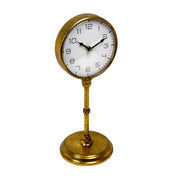 Things2Die4 Pedestal Table Clock with Dial, 15 Inch Tall Antique Gold Metal Image 2