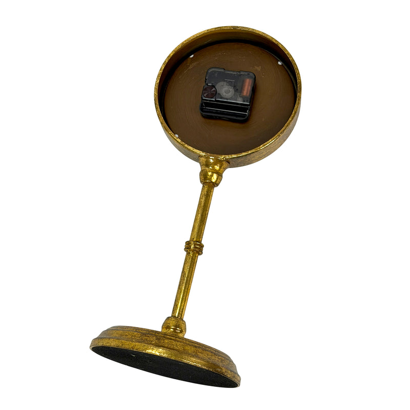 Things2Die4 Pedestal Table Clock with Dial, 15 Inch Tall Antique Gold Metal Image 3