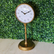 Things2Die4 Pedestal Table Clock with Dial, 15 Inch Tall Antique Gold Metal Image 8