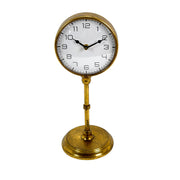 Things2Die4 Pedestal Table Clock with Dial, 15 Inch Tall Antique Gold Metal Image 1