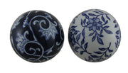 6 Piece Set of Blue and White Toile Inspired Decorative Spheres 3 Inch Image 2