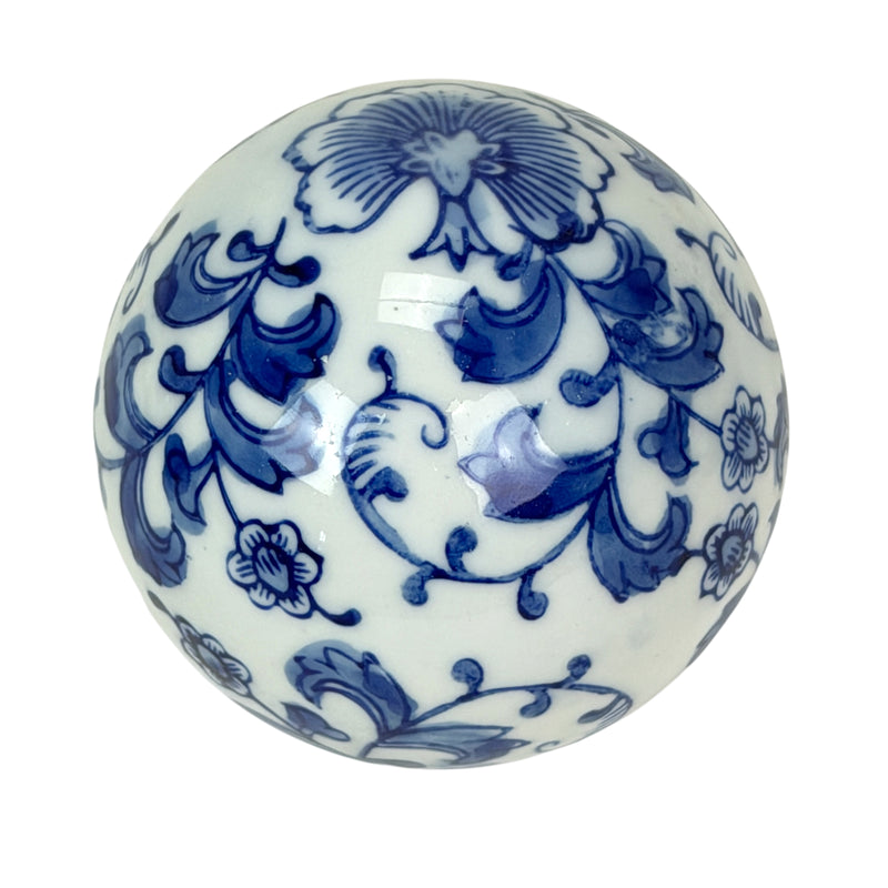 6 Piece Set of Blue and White Toile Inspired Decorative Spheres 3 Inch Image 9