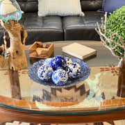 6 Piece Set of Blue and White Toile Inspired Decorative Spheres 3 Inch Image 5