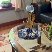 6 Piece Set of Blue and White Toile Inspired Decorative Spheres 3 Inch Image 6