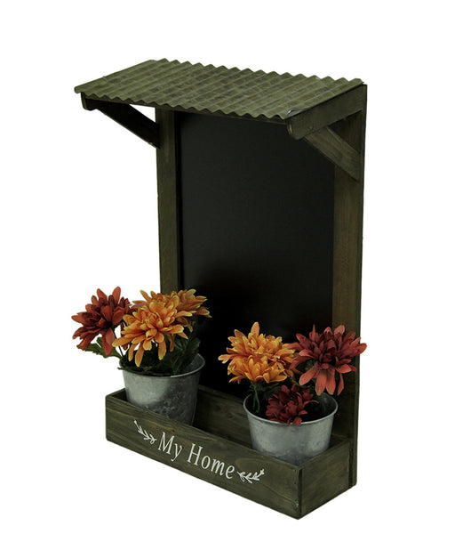 My Home Wooden Chalkboard Wall Hanging w/Shelf & Planters 21.5 Inches High Image 2