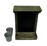 My Home Wooden Chalkboard Wall Hanging w/Shelf & Planters 21.5 Inches High Image 4