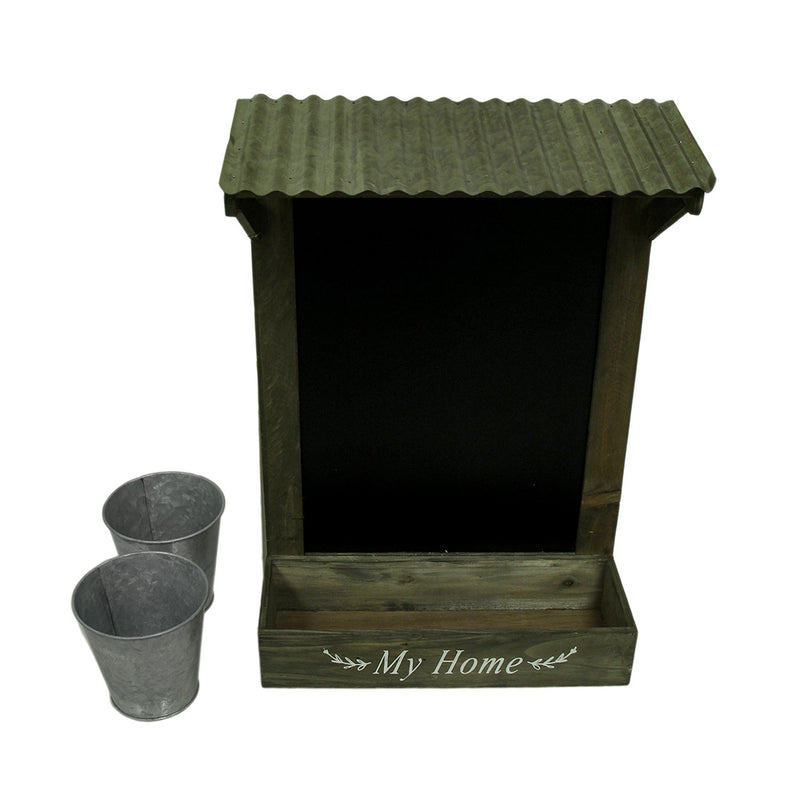 My Home Wooden Chalkboard Wall Hanging w/Shelf & Planters 21.5 Inches High Image 4