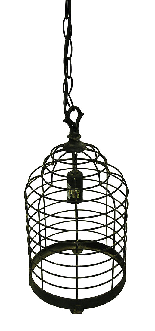 Vintage Industrial Black Metal Wire Cage Pendant Lamp 14 Inch Image 2