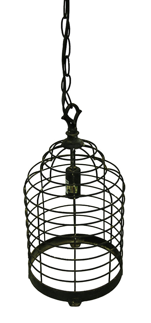 Vintage Industrial Black Metal Wire Cage Pendant Lamp 14 Inch Image 2