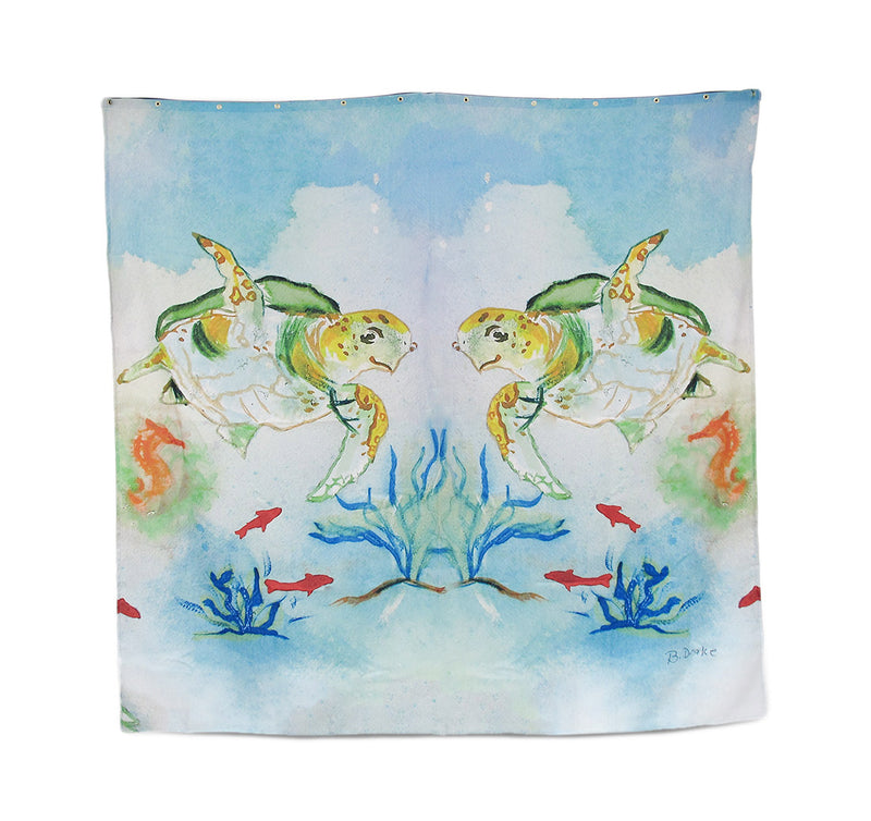 Betsy Drake Sea Turtle Print Shower Curtain 70 X 72 In. Image 1