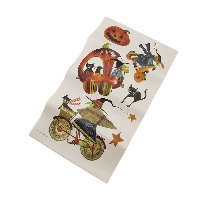 23-Piece Vintage-Inspired Halloween Wall Decals by Jane Kitching, Featuring Witches, Cats, and Pumpkins for Charming and