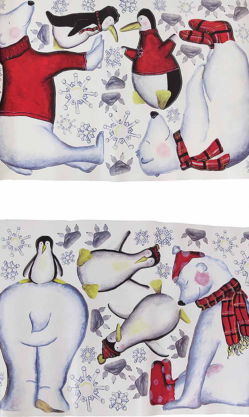 Polar Bear and Penguins Reusable Peel and Stick Wall Decal Set Image 1