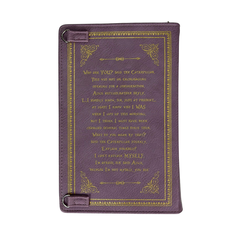 Book Crossbody Bag, Alice in Wonderland Lavender Vinyl 9.25 Inch Image 5