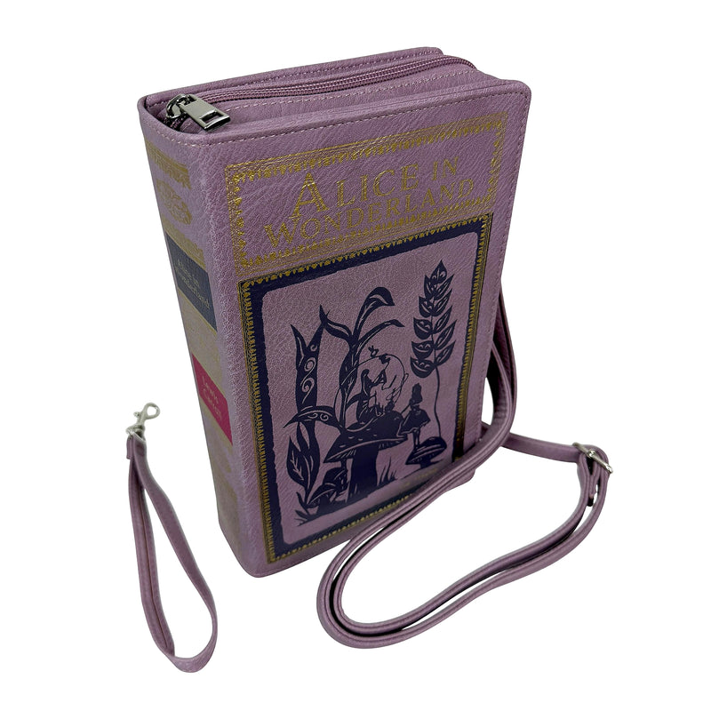 Book Crossbody Bag, Alice in Wonderland Lavender Vinyl 9.25 Inch Image 1