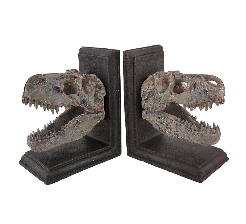 Set of 2 Tyrannosaurus Rex T-Rex Skull Bookends Image 1